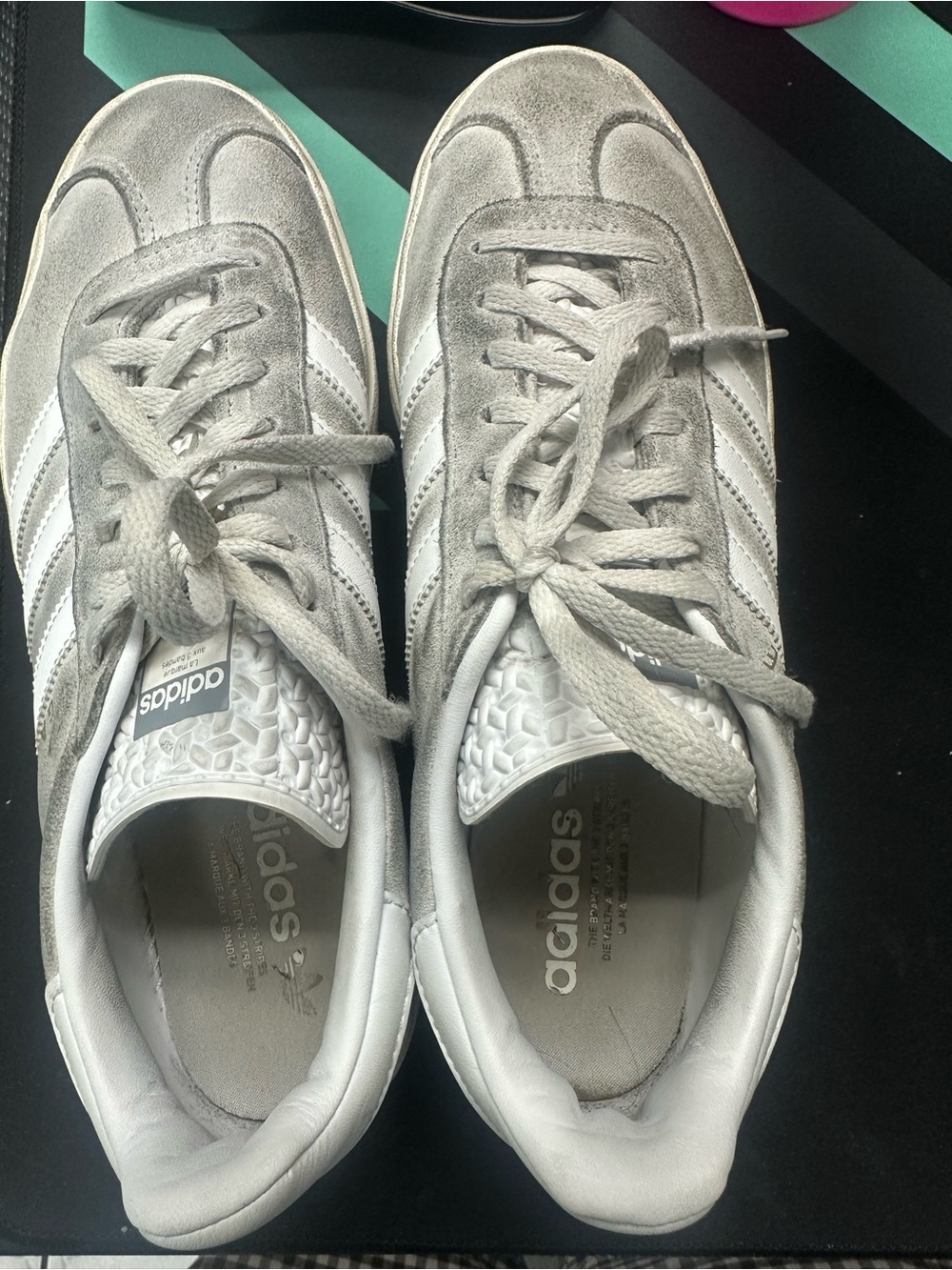 adidas White and Gray Leather Low-Top Sneakers